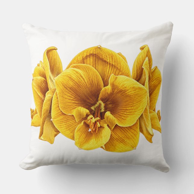 Solskensgul Retro Amaryllis Kudd Kudde (Framsida)