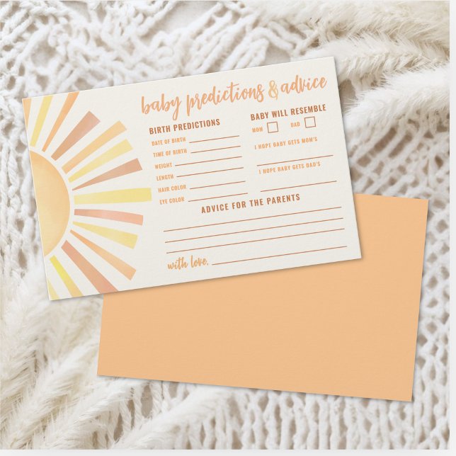 Solskensrådgivande Förutsägelsekort Sol Baby Showe (Sunshine Advice Predictions Card Sun Baby Shower )