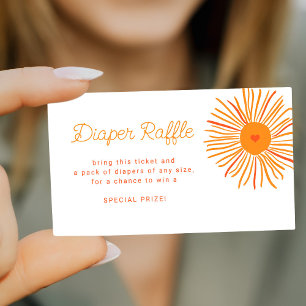 Solskensretro-dagbok för babydusch, raffle biljett tilläggskort