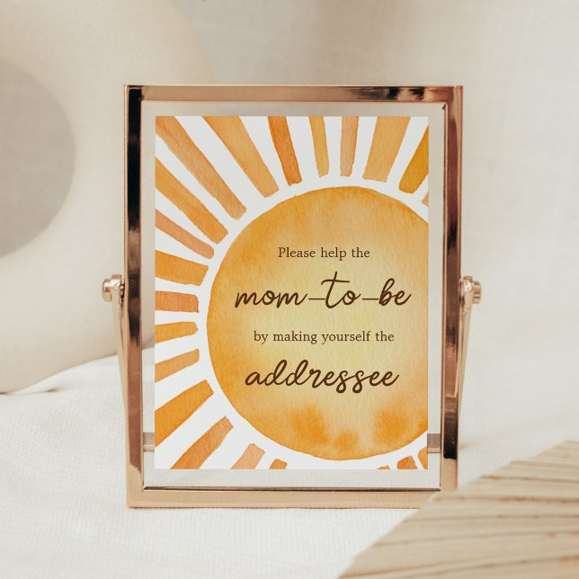 Solskensskuvert för babyskor Station Poster (A Little Ray of Sunshine Baby Shower Envelope Station Sign)