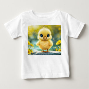 Solskin gult fluffy kycklingblue - ögonfågel t shirt