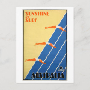 Solskin och Surfa Australien - Vintage resor Poste Vykort