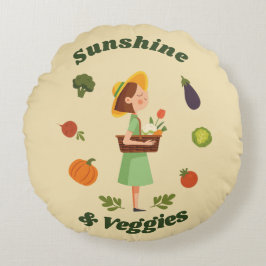 Solskin och Veggies Anpassningsbar Farmers Market Rund Kudde