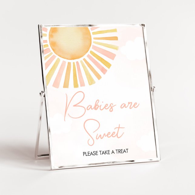 Solskin Spädbarn är söt. Poster (You Are My Sunshine Baby Shower Babies are Sweet Sign)