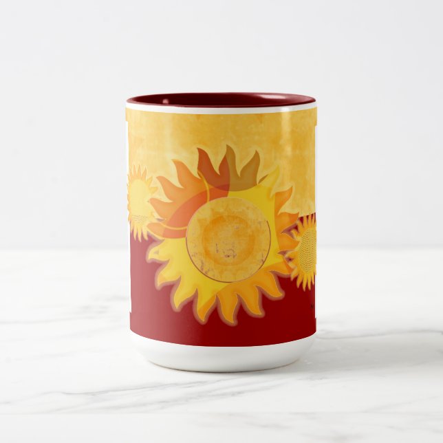 Solskin, två ton, Gult Red Två-Tonad Mugg (Center)