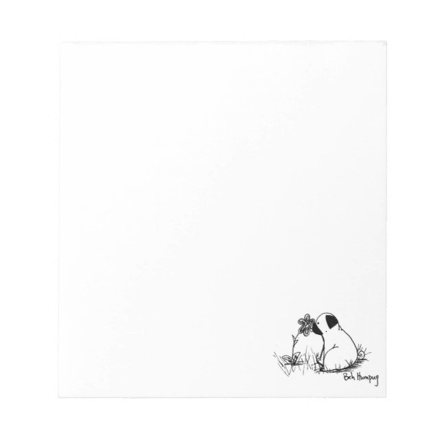 Solskine and Flowers Pug Anteckningsblock (Framsida)