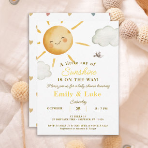 Solskine Boho Sol Gender-Neutralt Baby Shower Inbjudningar