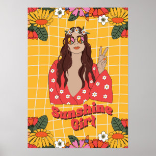Solskine Girl groovy retro Poster