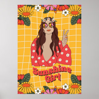 Solskine Girl groovy retro Poster