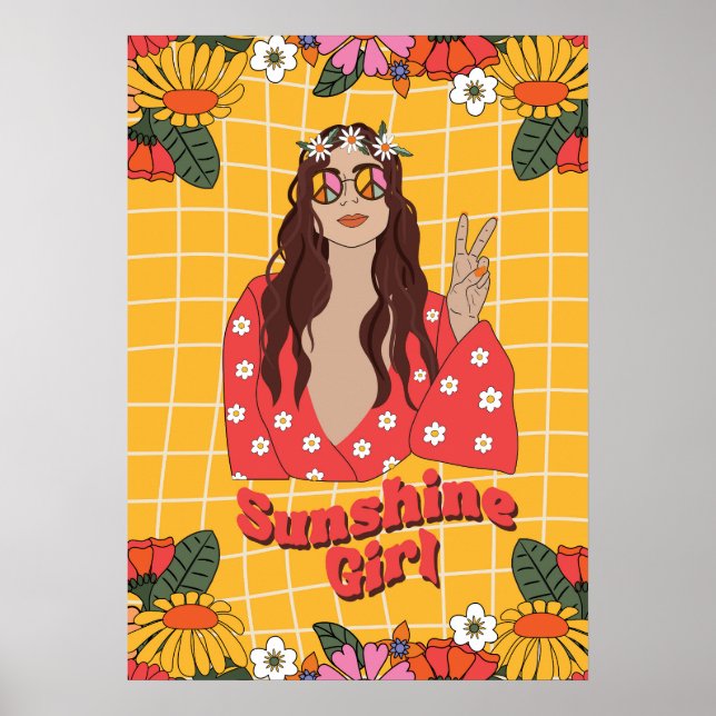 Solskine Girl groovy retro Poster (Framsidan)