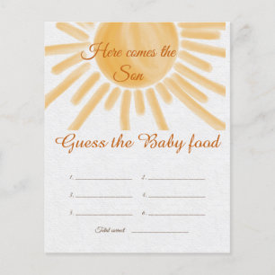 Solskine Ray Sol Baby Shower gissar matspel kort