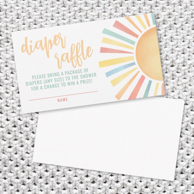 Solskine Sol Baby Shower Diaper Raffle Tilläggskort (Sunshine Sun Baby Shower Diaper Raffle Enclosure Card)