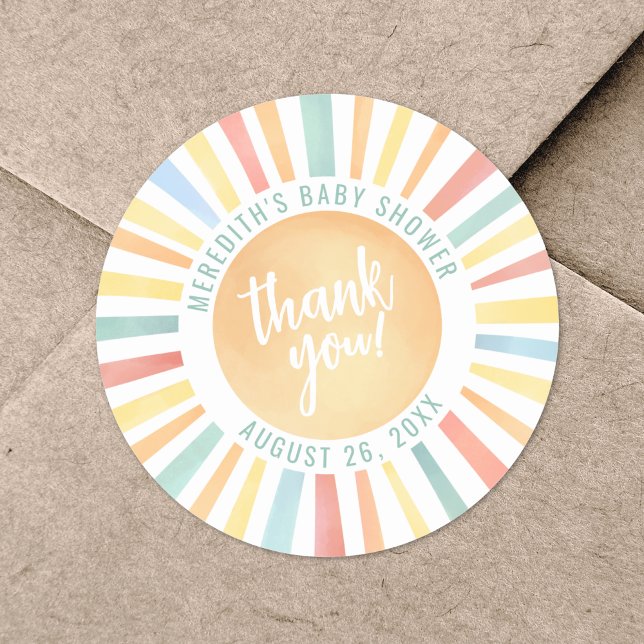 Solskine Sol Baby Shower Runt Klistermärke (Sunshine Sun Baby Shower Classic Round Sticker)