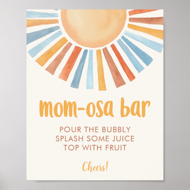 Solskine sol mamma-osa pub babyduschskylt poster (Framsidan)