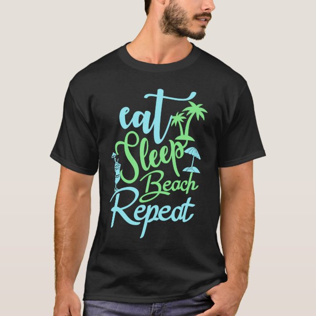 Solskine Summer Handflatan Träd Beach Vibes Tropic T Shirt (Framsida)