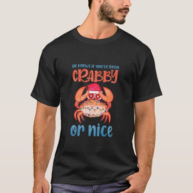 Solskine Summer jultomten crabby eller nice strand T Shirt (Framsida)