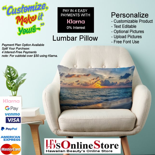 Solskydds-knippformad 20 lumbarkudde (Sunset Beach Polyester Lumbar Pillow 20.

)