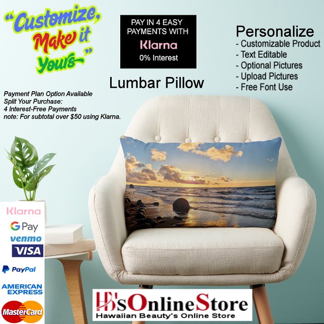 Solskydds-knippformad 27 lumbarkudde (Sunset Beach Polyester Lumbar Pillow 27.)