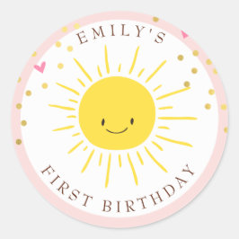 Solskyddsförseglingsmärket Birthday Girl Rosa Runt Klistermärke