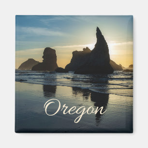 Solskyddsfoto för Bandon Oregon Sea Stacks Magnet