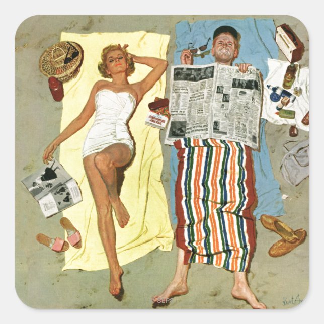 Solskyddsmedel? Fyrkantigt Klistermärke (Framsida)