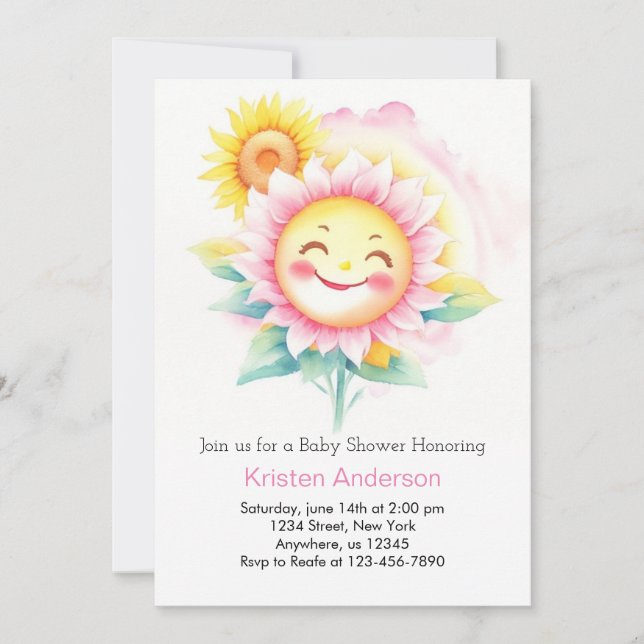 Solsolrosgranaten Boho Girl Baby Shower Inbjudningar (Framsida)