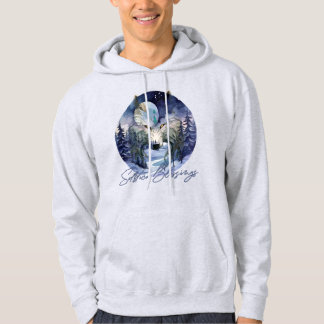 Solstice Blessings Winter Varg Moonlight Skogen Hoodie