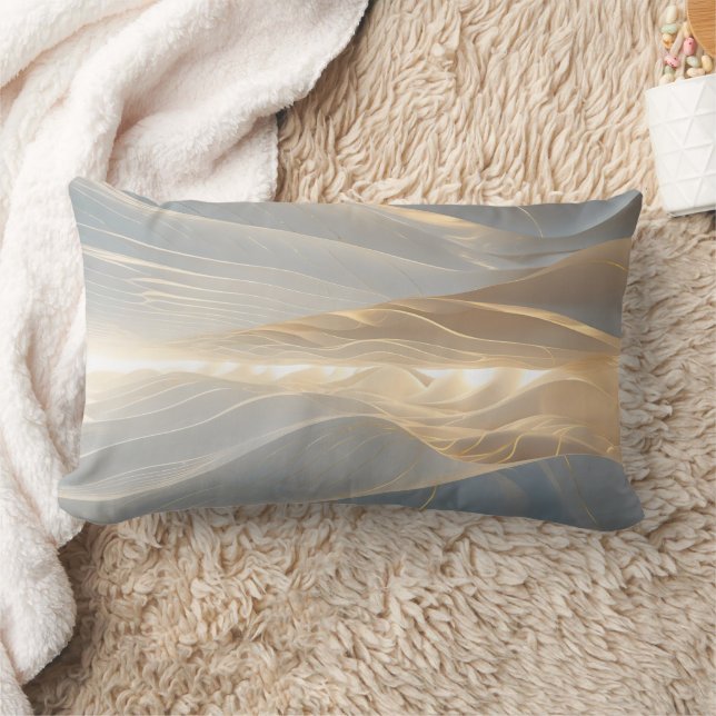 Solstice Echo – Luminous Gold Wave Abstract Throw  Lumbarkudde (Filt)