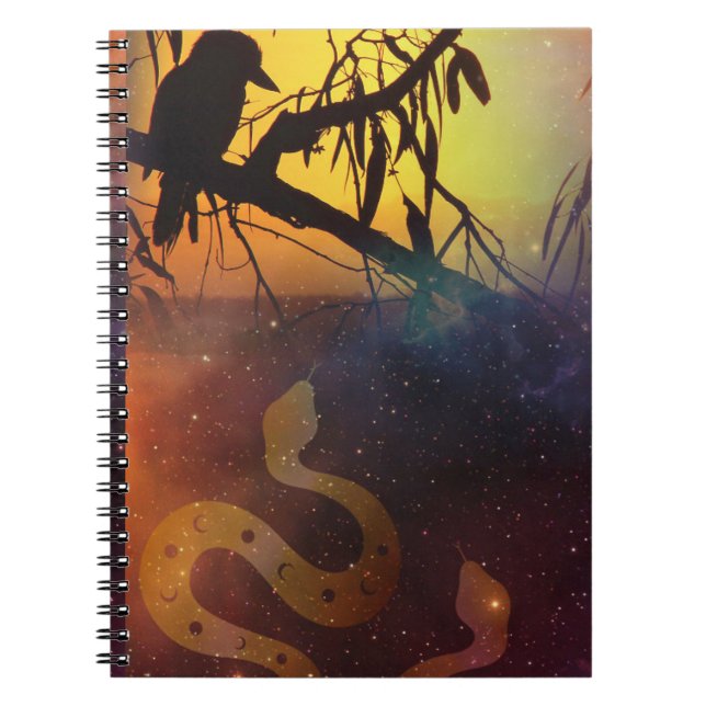 Solstice Kookaburra Silhouette Celestial Snake Anteckningsbok (Framsidan)