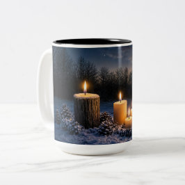 Solstice-ljus inspirerade ljus i snön Två-Tonad mugg