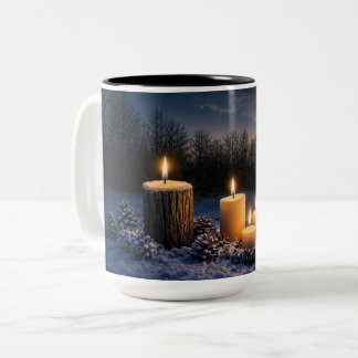 Solstice-ljus inspirerade ljus i snön Två-Tonad mugg