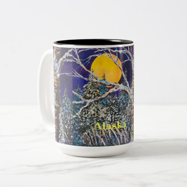Solstice Måne 15oz ALASKA, två tonars kaffe mugg (Framsida vänster)