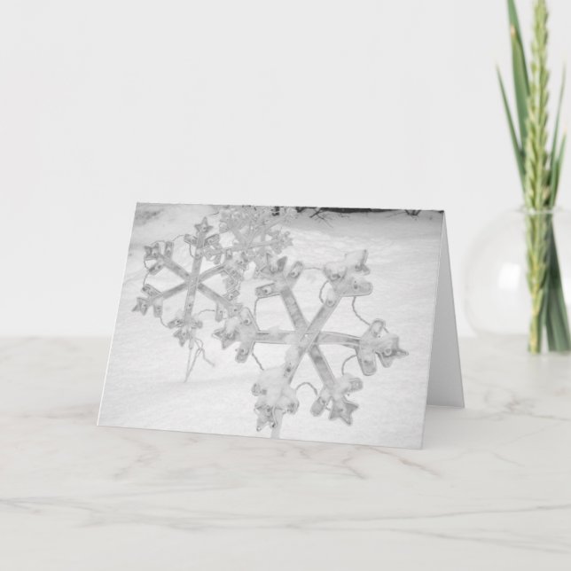 Solstice & Nyår: Snöiga snöflingor Helgkort (Framsida)