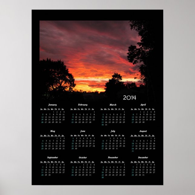 Solstice Solnedgång kalender ~ tryck (Framsidan)