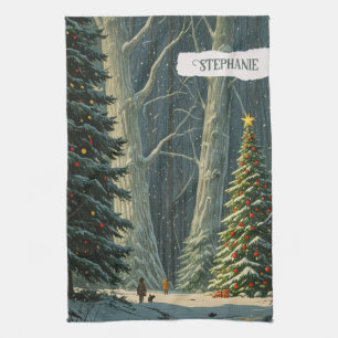 Solstice Spruce Personlig jul Kökshandduk