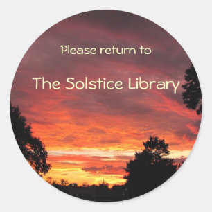 Solstice Sunset Bookplate ~-dekal Runt Klistermärke