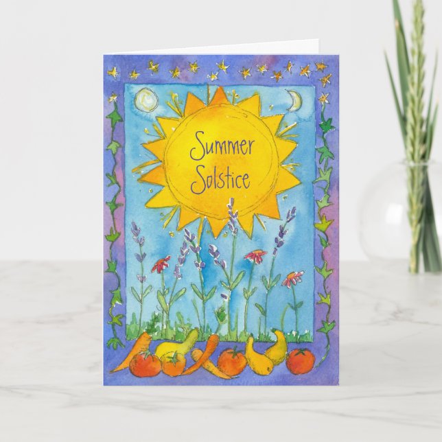Solstice Sunshine Fruit Nature Watercolor Summer S Kort (Framsida)
