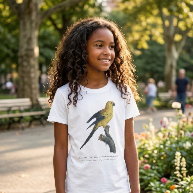 Solstiskonur Aratinga solstitialis T Shirt (Guarouba dans sons jeune age / Sun parakeet. Girl Basic White T-Shirt )