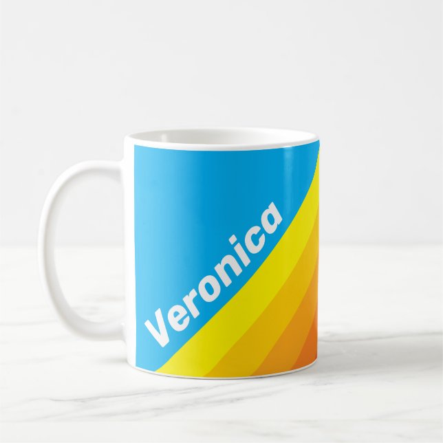 Solstrålande Havsstrimmor med Namn Kaffemugg (Vänster)