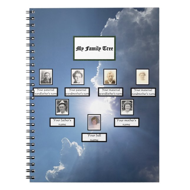 Solstrålar och moln med tre Generation-familjens T Anteckningsbok (Framsidan)
