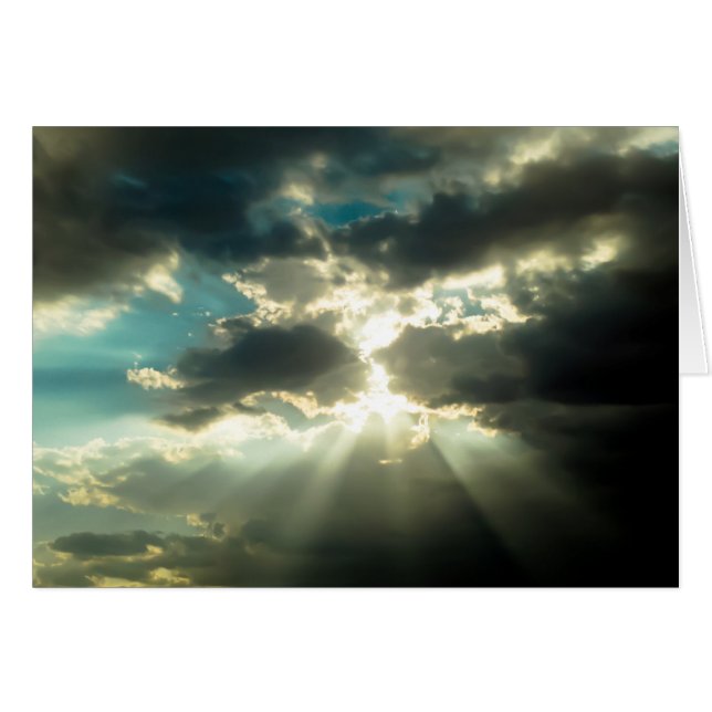 Solstrålar till och med molnen hälsningskort (Framsidan Horizontal)
