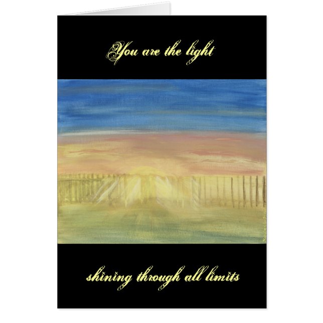 Solstrålar till och med staket hälsningskort (Framsidan)