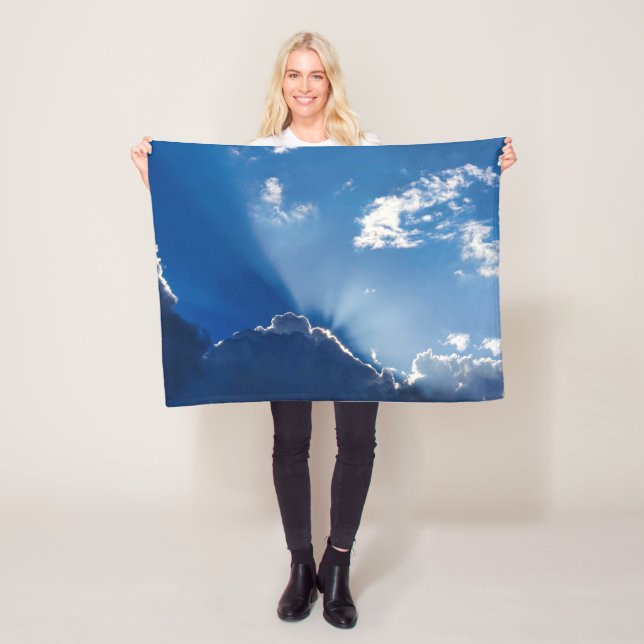 Solstrålar Väggkonst Blå Himmel Minimalistiska Mol Fleecefilt (På plats)