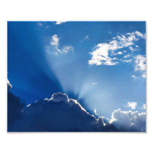 Solstrålar Väggkonst Blå Himmel Minimalistiska Mol Fototryck