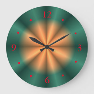 Solstråle Orange Gul Grön Design> Vägguhr Stor Klocka