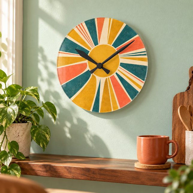 Solstråle timme väggur (8 inch acrylic wall clock with black hands. Flat printed design. Styled scene; props not included.)