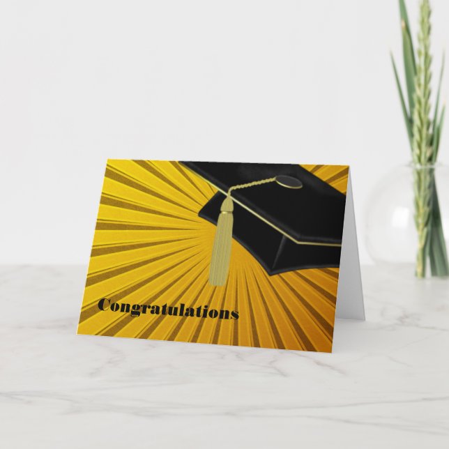 Solstrålning & Mössa Examen Kort (Framsida)