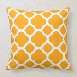 Solstrålning Orange och Vit Quatrefoil Mönster Kudde