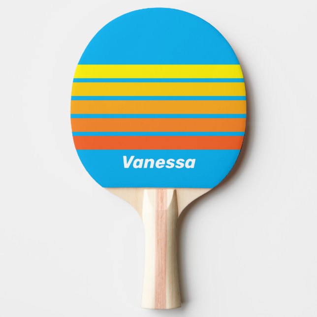 Solstrålning över havet med namnremsa pingisracket (Framsidan)