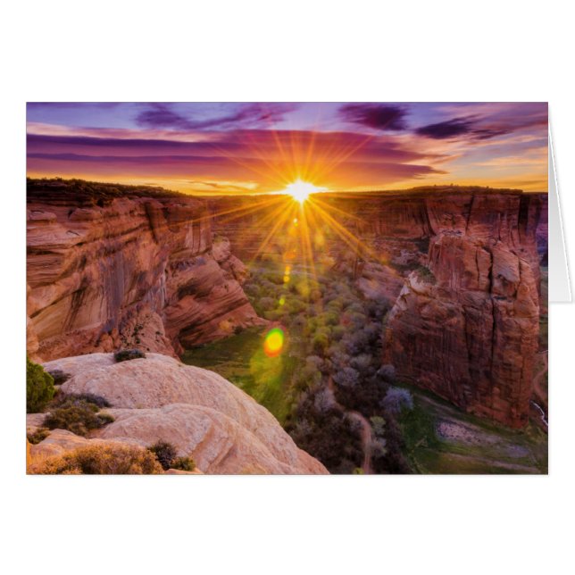 Solstrålning vid Canyon de Chelly, AZ Hälsningskort (Framsidan Horizontal)